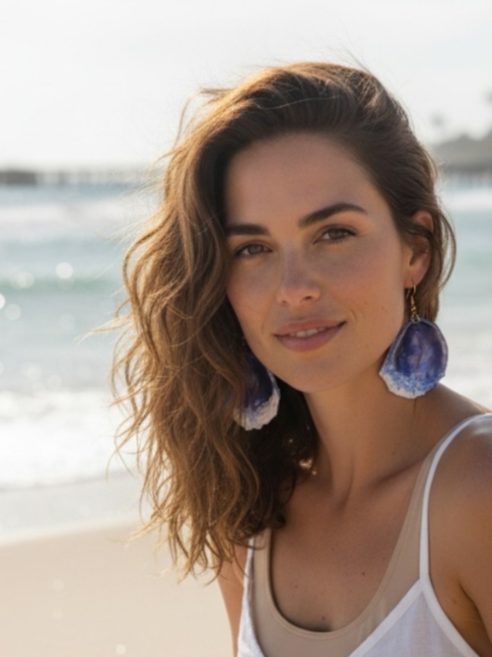 Handmade Blue Agate Teardrop Earrings - Women Jewelry